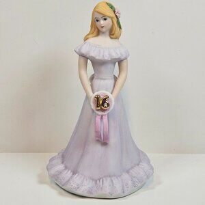 Enesco Growing Up Birthday Girls Age 16 Music Box Porcelain Figurine 7.5”